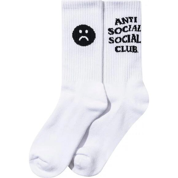 Anti Social Social Club Moody Feet Sad Socks 'White' - Picture 1 of 1